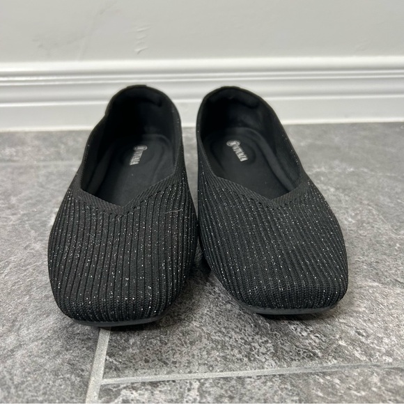 Vivaia Square-Toe V-Cut Flats Black Silver Size 39 US8 Margot Comfort Shoe - Picture 3 of 16